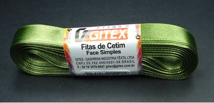 FITA DE CETIM DUPLA FACE – NUMERO 02 – POLIAMIDA – PEÇA 10 METROS – LARGURA 11MM – COR 127 – VERDE MUSGO