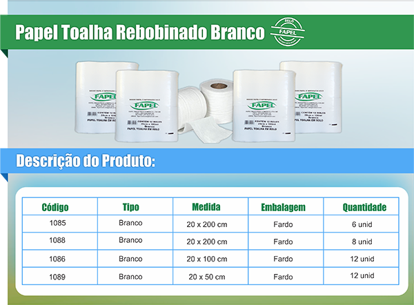 Papel Toalha Rebobinado – Branco