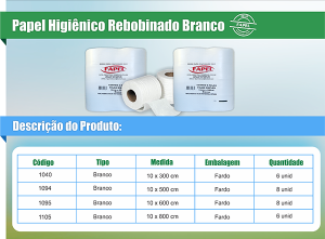 Papel Higiênico Rebobinado – Branco