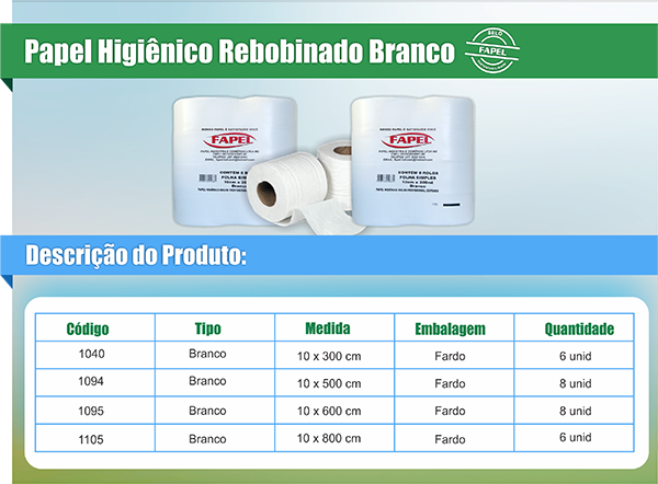 Papel Higiênico Rebobinado – Branco