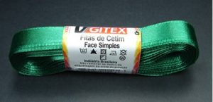 FITA DE CETIM DUPLA FACE – NUMERO 02 – POLIAMIDA – PEÇA 10 METROS – LARGURA 11MM – COR 123 – VERDE BANDEIRA