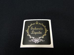 ETIQUETA HOTSTAMP SABONETE LIQUIDO PRETO/OURO 2 PEÇAS